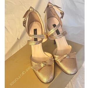 Sergio Rossi Rose Gold Retro Style Leather Pumps Womens Size 35 US: 5 Round Toe